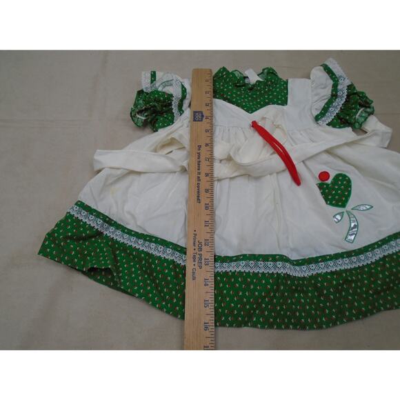Vintage 80s Nana’s Pet JC Penney Green Heart Dress With Pinafore Apron Size 2T - Picture 10 of 12